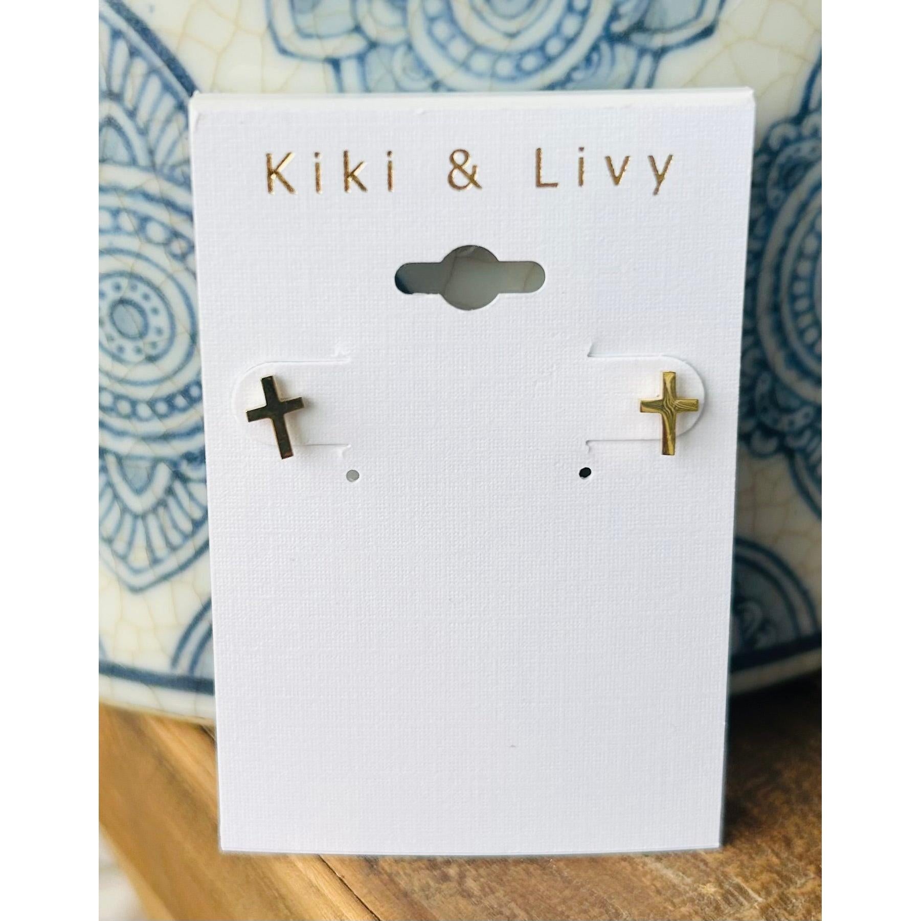 Tiny Gold Cross Studs