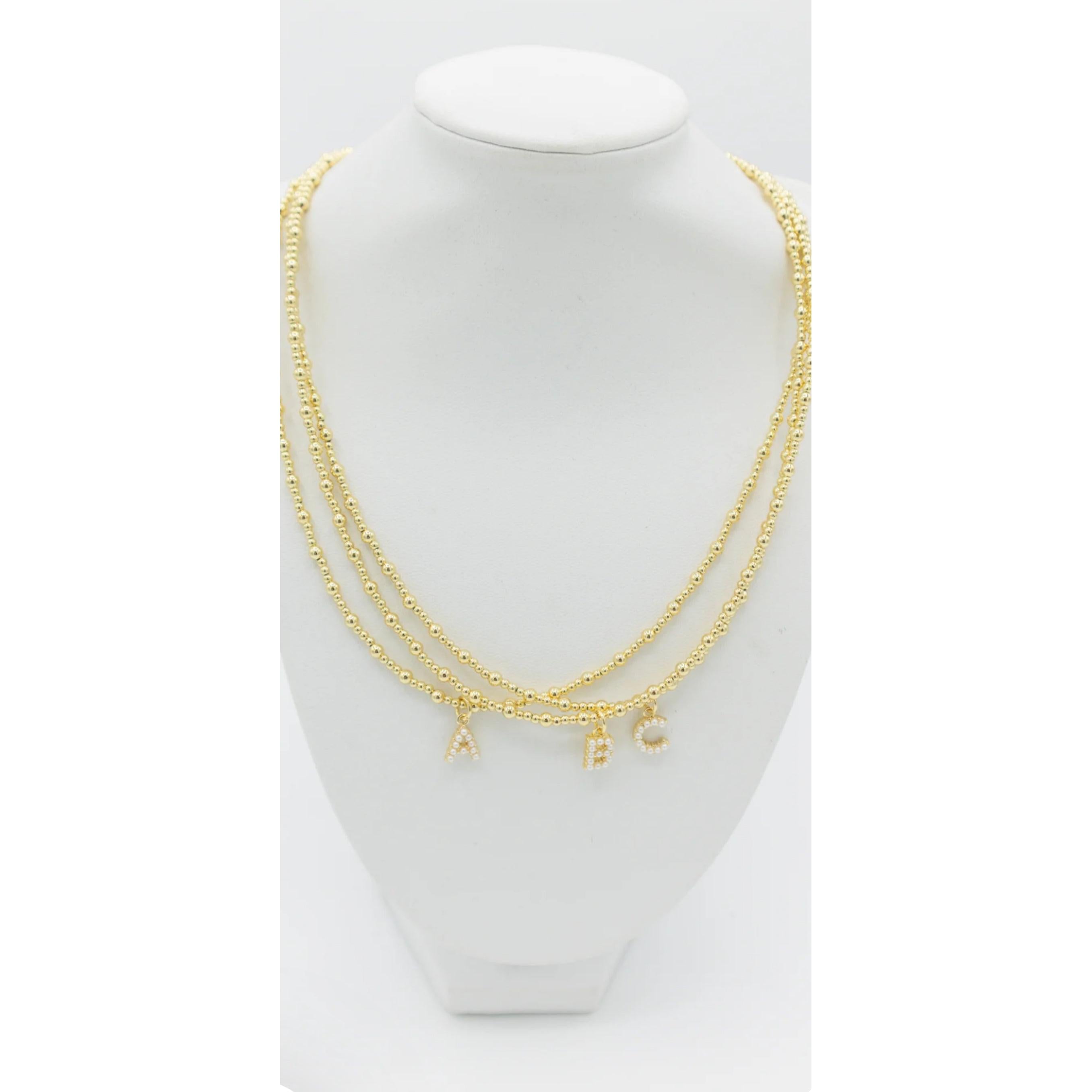 Tiny Pearl Letter Necklace