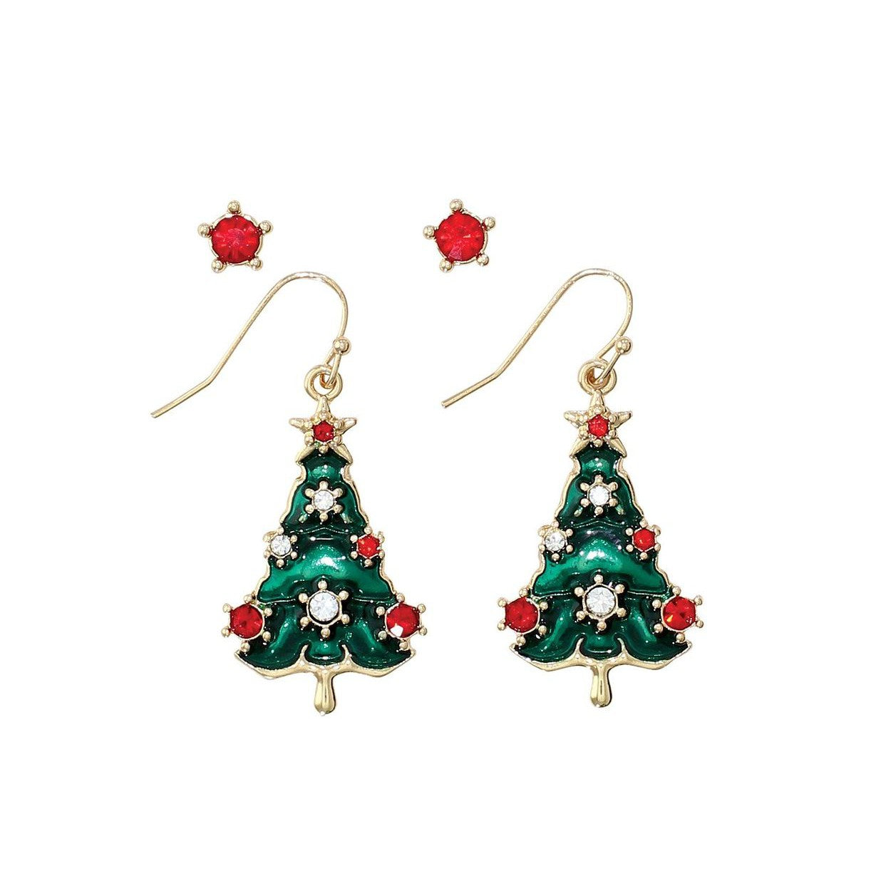 Tree and red Crystal Earrings