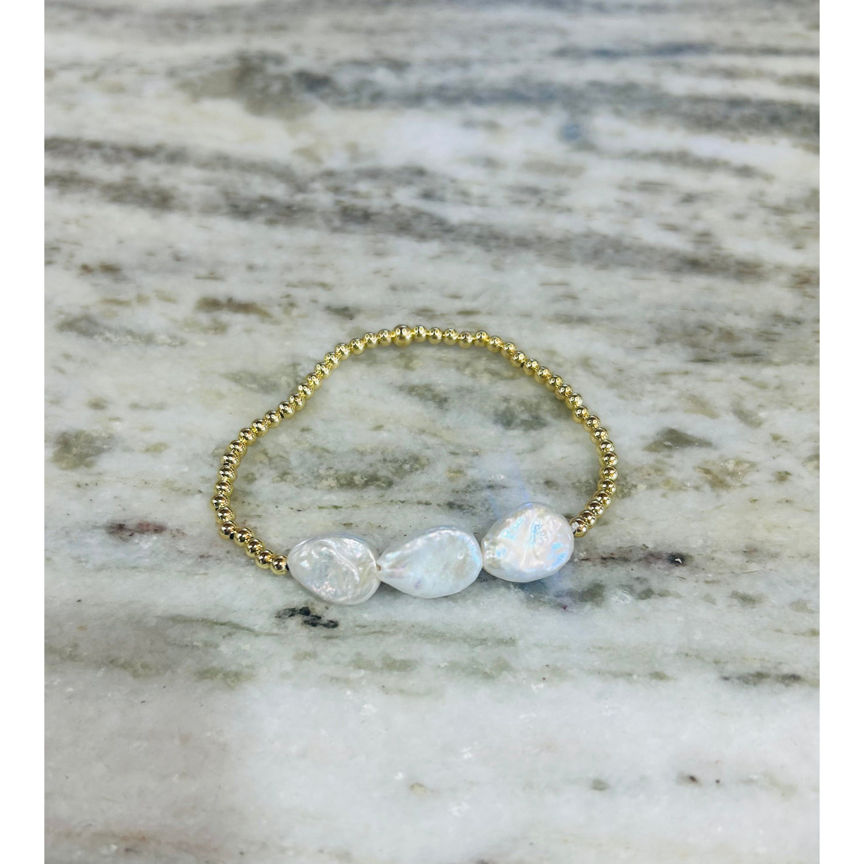 Triple Flat Pearl Bracelet