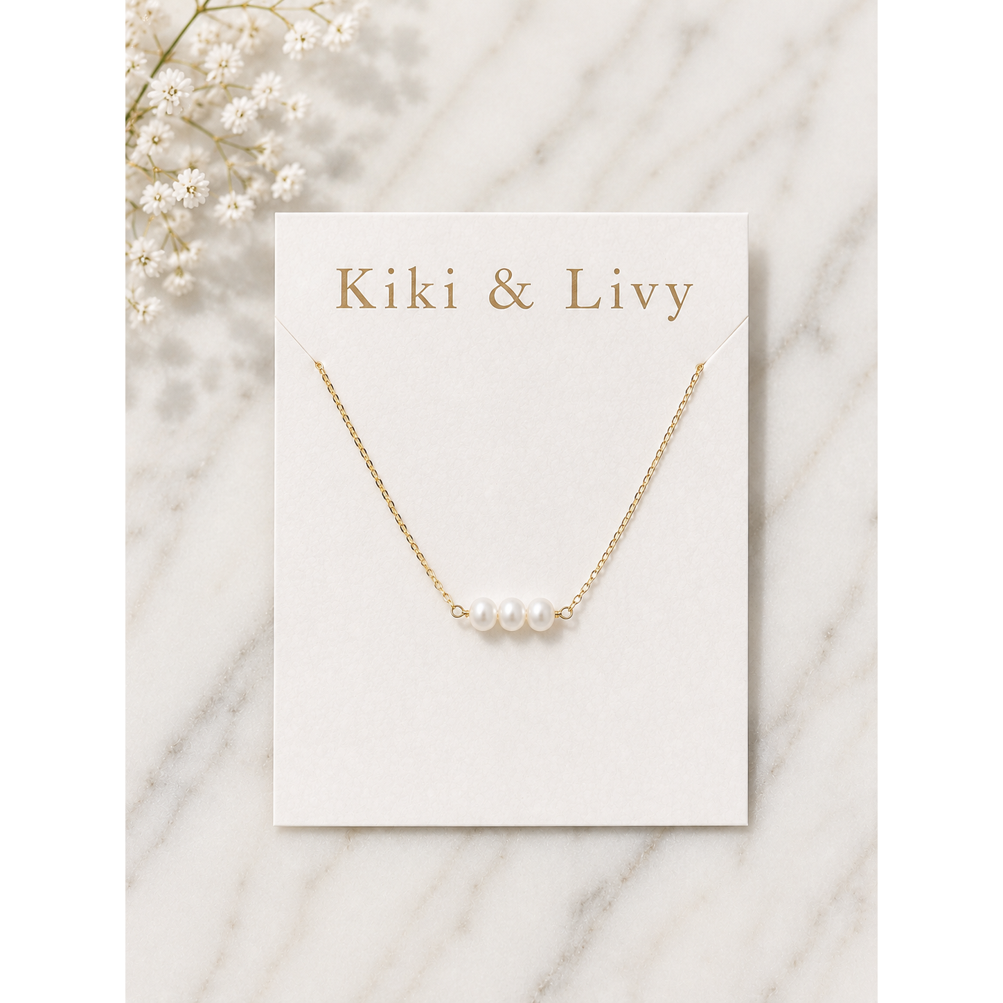 Triple Pearl Necklace - Gold