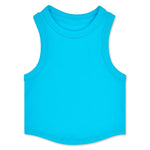 Turquoise Cropped Smocked Racerback Tank Top