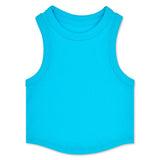 Turquoise Cropped Smocked Racerback Tank Top