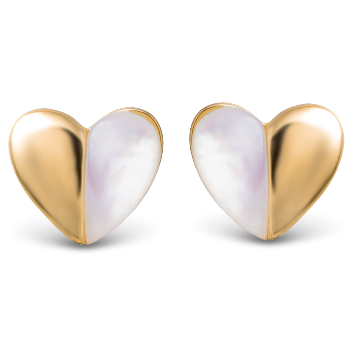 Two Sided Heart Mother of Pearl Earrings – Gold