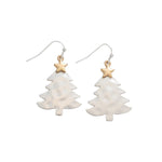 Two Tone Silver Xmas Tree Earrings