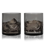 Viski Admiral Cut Crystal Rocks Glasses - Smoke