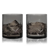 Viski Admiral Cut Crystal Rocks Glasses - Smoke