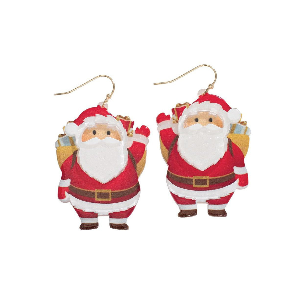 Waving Jolly Santa Earrings