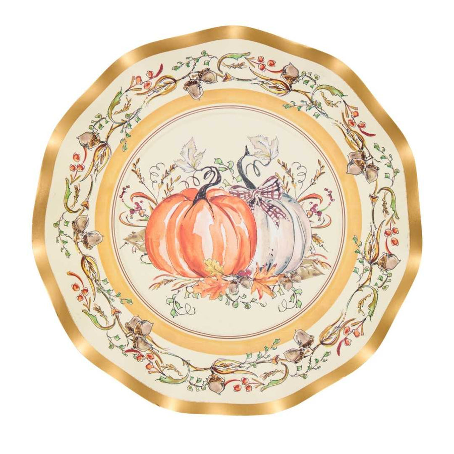 Wavy Salad Plate 8" - Turkey & Gourds