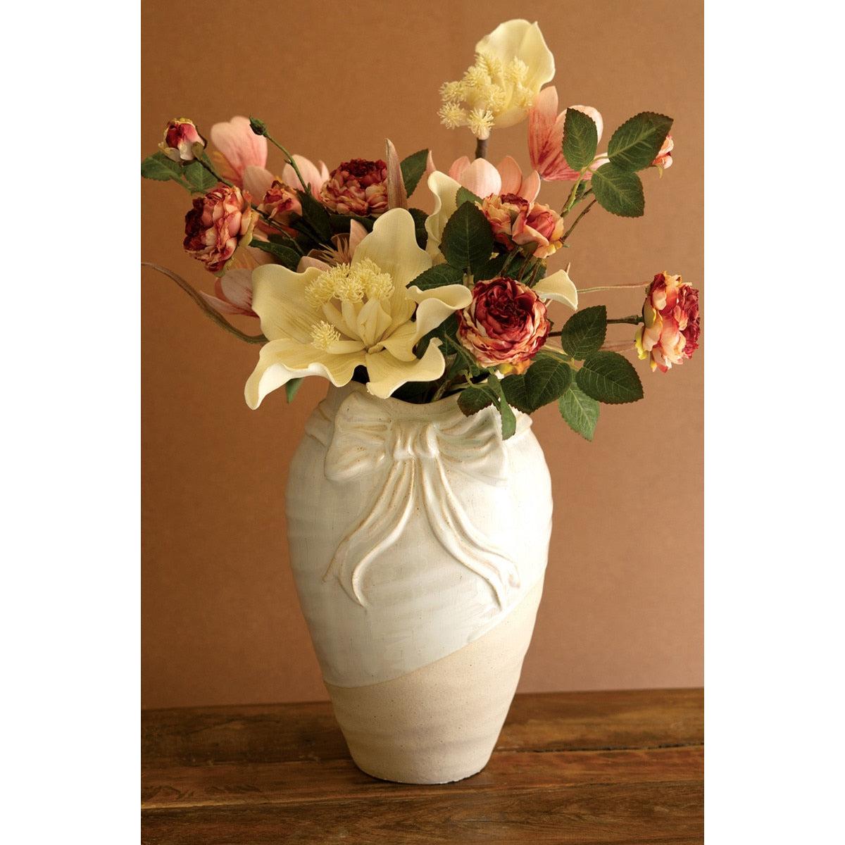 White Ceramic Vase with Bow