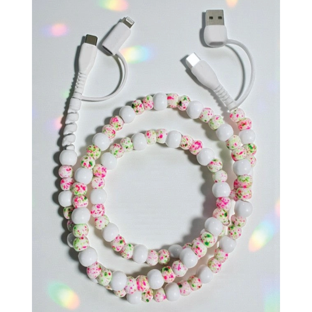 White Confetti Beaded Charger