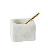 White Marble Bowl & Brass Spoon