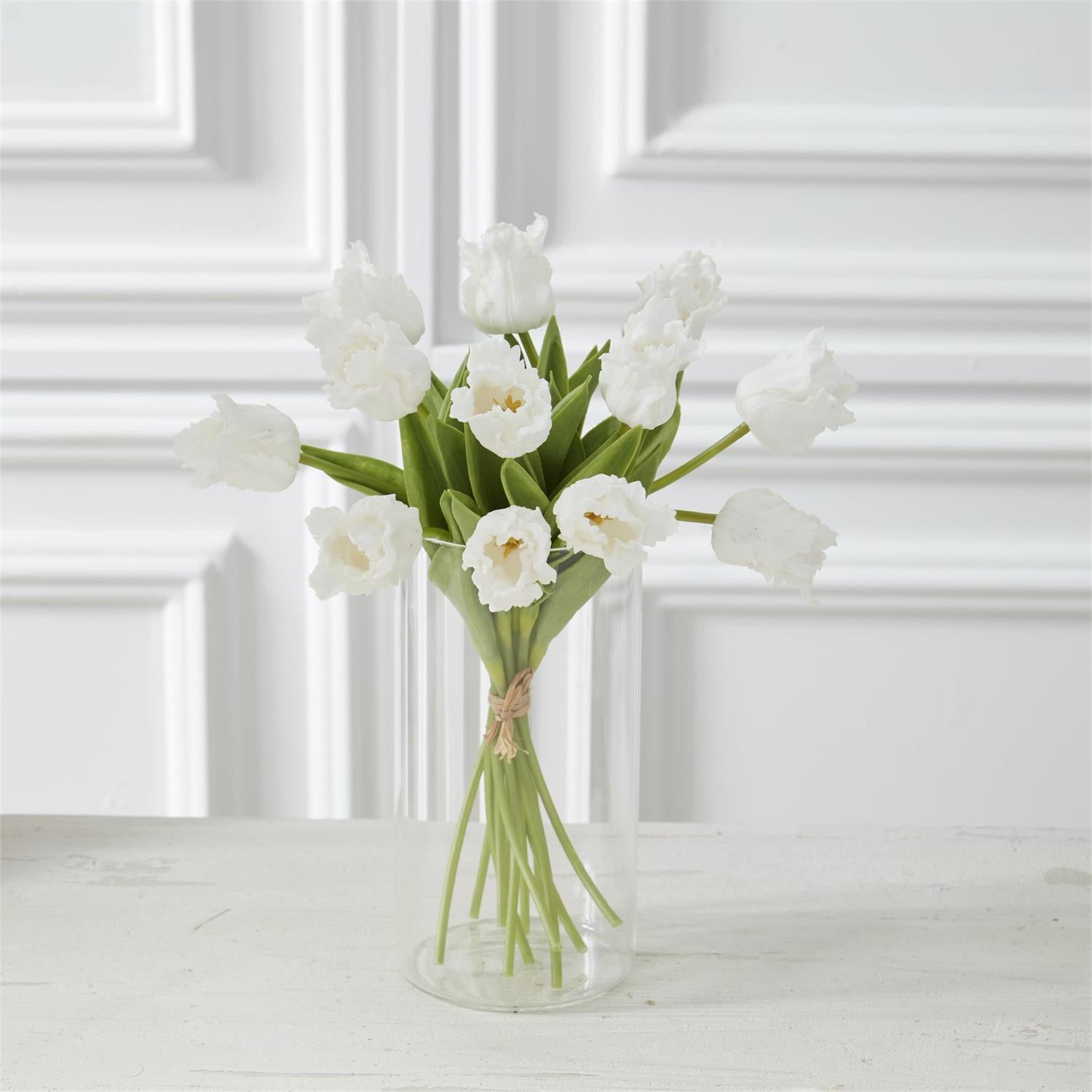 White Real Touch Parrot Tulip Bundle 13"