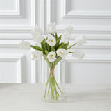 White Real Touch Parrot Tulip Bundle 13"