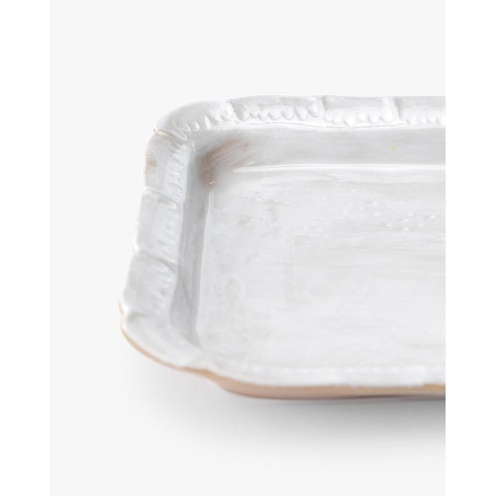White Ruffled Edge Stoneware Platter
