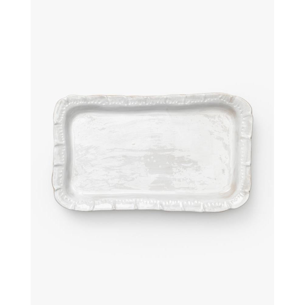 White Ruffled Edge Stoneware Platter