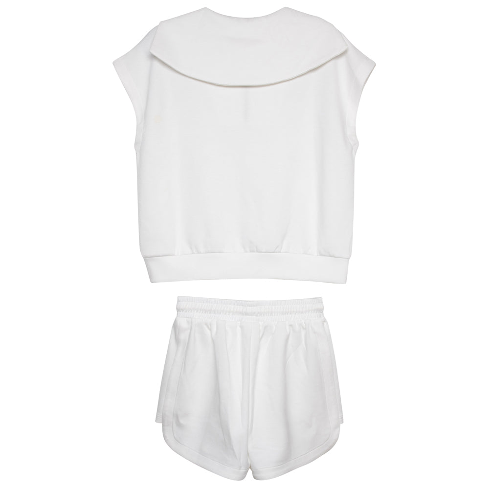 White Scuba Shorts Set
