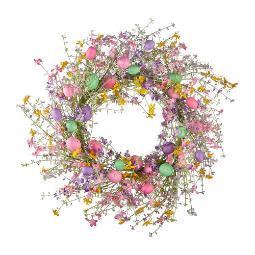 Wildflower and Pastel Egg Wreath