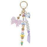 Multi Beaded Strand with Gingham Strand & Bow Keychain