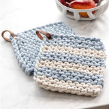 Square Cotton Crochet Pot Holder - Baby Blue
