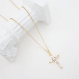 Dainty Baguette Cross Necklace