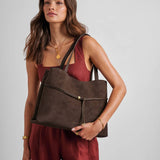 Lori Tote Bag | Bitter Chocolate Suedette