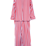 Lilac Striped Satin Pajama Set