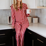 Blush Striped Satin Pajama Set